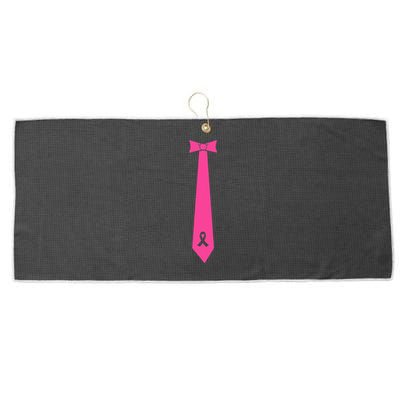 In October We Wear Pink Ribbon Tie Breast Cancer Awareness Large Microfiber Waffle Golf Towel