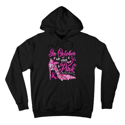 In October We Wear Pink Butterflies Breast Cancer Awareness Hoodie