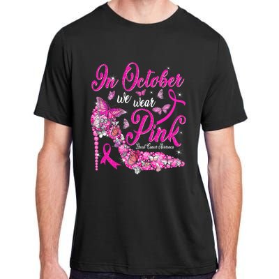 In October We Wear Pink Butterflies Breast Cancer Awareness Adult ChromaSoft Performance T-Shirt