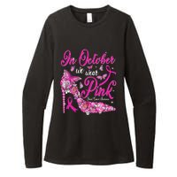 In October We Wear Pink Butterflies Breast Cancer Awareness Womens CVC Long Sleeve Shirt