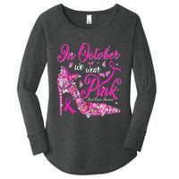 In October We Wear Pink Butterflies Breast Cancer Awareness Women's Perfect Tri Tunic Long Sleeve Shirt