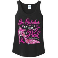 In October We Wear Pink Butterflies Breast Cancer Awareness Ladies Essential Tank