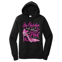 In October We Wear Pink Butterflies Breast Cancer Awareness Women's Pullover Hoodie