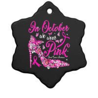 In October We Wear Pink Butterflies Breast Cancer Awareness Ceramic Star Ornament