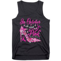 In October We Wear Pink Butterflies Breast Cancer Awareness Tank Top