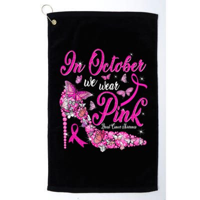 In October We Wear Pink Butterflies Breast Cancer Awareness Platinum Collection Golf Towel