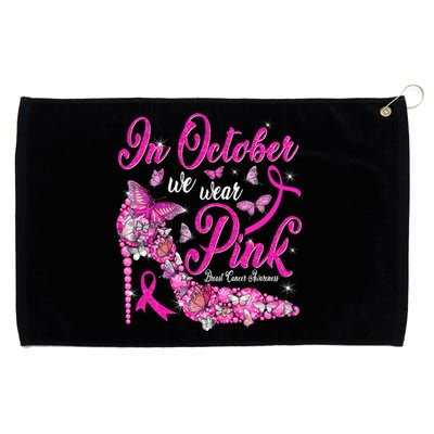 In October We Wear Pink Butterflies Breast Cancer Awareness Grommeted Golf Towel