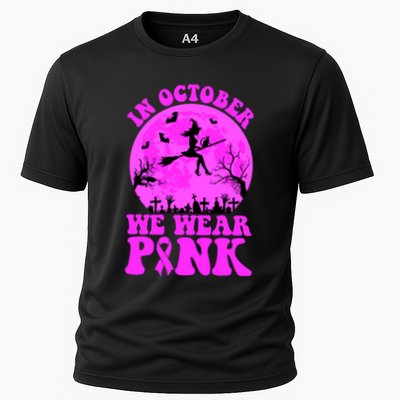 In October We Wear Pink Breast Cancer Halloween Witch Performance Shirt