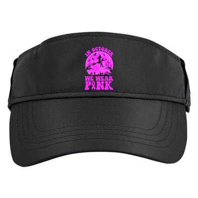 In October We Wear Pink Breast Cancer Halloween Witch Adult Drive Performance Visor