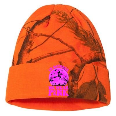 In October We Wear Pink Breast Cancer Halloween Witch Kati Licensed 12" Camo Beanie