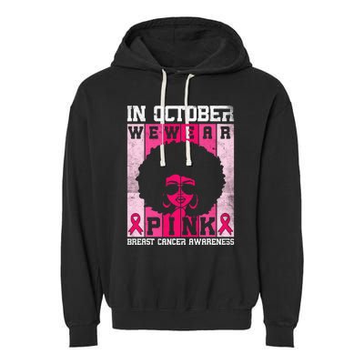 In October We Wear Pink Messy Bun Breast Cancer Awareness Garment-Dyed Fleece Hoodie