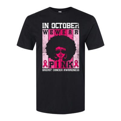 In October We Wear Pink Messy Bun Breast Cancer Awareness Softstyle® CVC T-Shirt