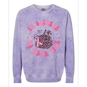 In October We Wear Pink Breast Cancer Awareness Fall Pumpkin Colorblast Crewneck Sweatshirt