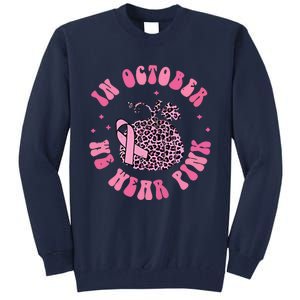 In October We Wear Pink Breast Cancer Awareness Fall Pumpkin Tall Sweatshirt