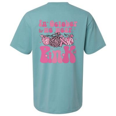 In October We Wear Pink Breast Cancer Awareness Fall Pumpkin Sueded Cloud Jersey T-Shirt