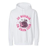 In October We Wear Pink Breast Cancer Awareness Fall Pumpkin Garment-Dyed Fleece Hoodie