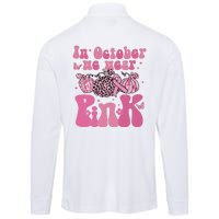 In October We Wear Pink Breast Cancer Awareness Fall Pumpkin Performance Long Sleeve Polo