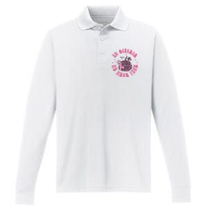 In October We Wear Pink Breast Cancer Awareness Fall Pumpkin Performance Long Sleeve Polo