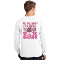 In October We Wear Pink Breast Cancer Awareness Fall Pumpkin Long Sleeve Shirt