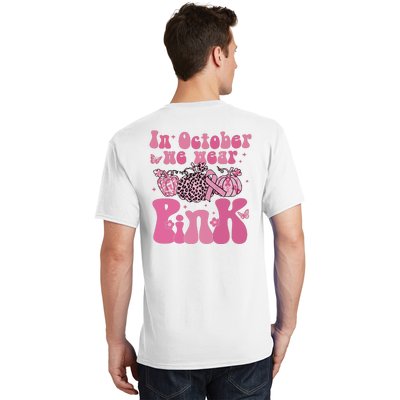 In October We Wear Pink Breast Cancer Awareness Fall Pumpkin T-Shirt