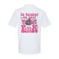 In October We Wear Pink Breast Cancer Awareness Fall Pumpkin Softstyle Adult Sport Polo