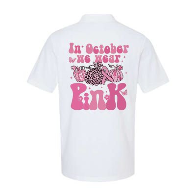 In October We Wear Pink Breast Cancer Awareness Fall Pumpkin Softstyle Adult Sport Polo