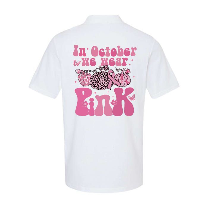 In October We Wear Pink Breast Cancer Awareness Fall Pumpkin Softstyle Adult Sport Polo