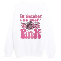 In October We Wear Pink Breast Cancer Awareness Fall Pumpkin Premium Crewneck Sweatshirt