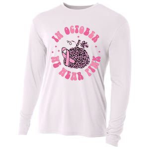 In October We Wear Pink Breast Cancer Awareness Fall Pumpkin Cooling Performance Long Sleeve Crew