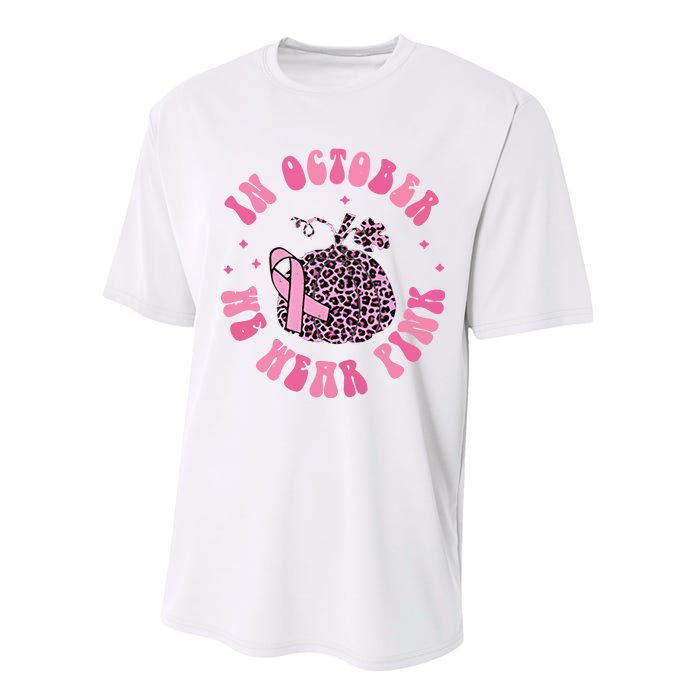 In October We Wear Pink Breast Cancer Awareness Fall Pumpkin Performance Sprint T-Shirt