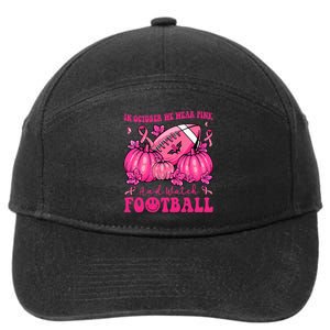 In October We Wear Pink Football Breast Cancer Support 7-Panel Snapback Hat