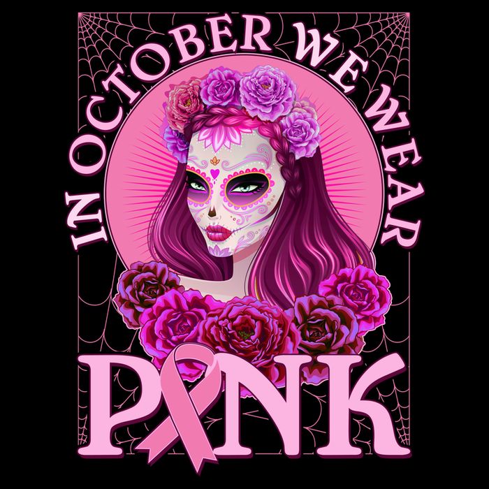 In October We Wear Pink Day Of The Dead Breast Cancer Warrior Backpack