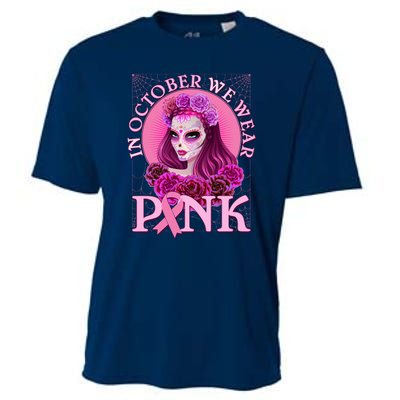 In October We Wear Pink Day Of The Dead Breast Cancer Warrior Cooling Performance Crew T-Shirt