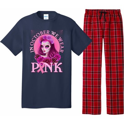 In October We Wear Pink Day Of The Dead Breast Cancer Warrior Pajama Set