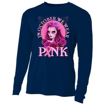 In October We Wear Pink Day Of The Dead Breast Cancer Warrior Cooling Performance Long Sleeve Crew