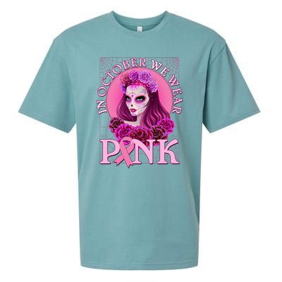 In October We Wear Pink Day Of The Dead Breast Cancer Warrior Sueded Cloud Jersey T-Shirt