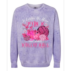 In October We Wear Pink Volleyball Breast Cancer Awareness Colorblast Crewneck Sweatshirt