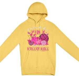 In October We Wear Pink Volleyball Breast Cancer Awareness Premium Pullover Hoodie