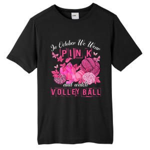 In October We Wear Pink Volleyball Breast Cancer Awareness Tall Fusion ChromaSoft Performance T-Shirt