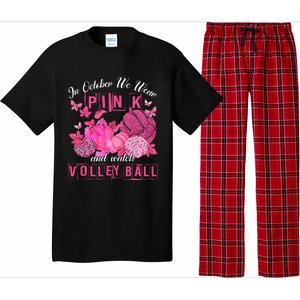 In October We Wear Pink Volleyball Breast Cancer Awareness Pajama Set