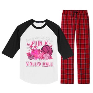 In October We Wear Pink Volleyball Breast Cancer Awareness Raglan Sleeve Pajama Set