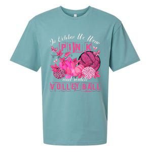 In October We Wear Pink Volleyball Breast Cancer Awareness Sueded Cloud Jersey T-Shirt