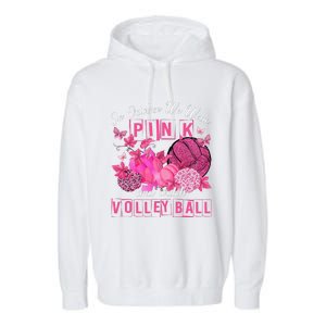 In October We Wear Pink Volleyball Breast Cancer Awareness Garment-Dyed Fleece Hoodie