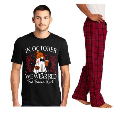 In October We Wear Red For Red Ribbon Week Awareness Pajama Set