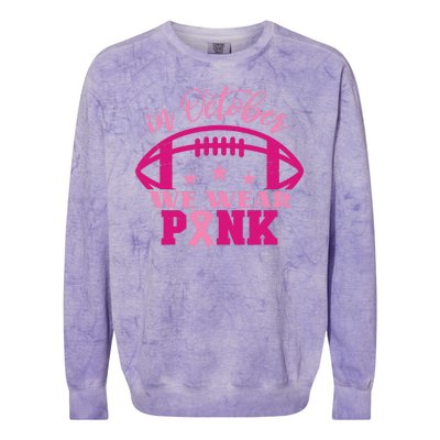 In October We Wear Pink Football Ribbon Colorblast Crewneck Sweatshirt