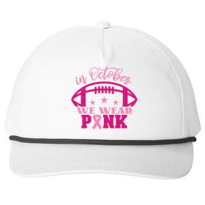 In October We Wear Pink Football Ribbon Snapback Five-Panel Rope Hat