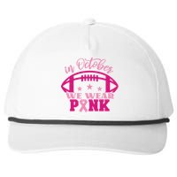 In October We Wear Pink Football Ribbon Snapback Five-Panel Rope Hat