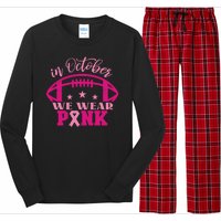 In October We Wear Pink Football Ribbon Long Sleeve Pajama Set