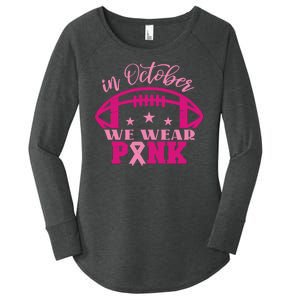 In October We Wear Pink Football Ribbon Women's Perfect Tri Tunic Long Sleeve Shirt