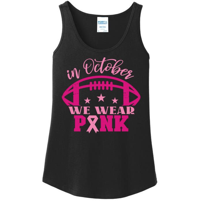 In October We Wear Pink Football Ribbon Ladies Essential Tank